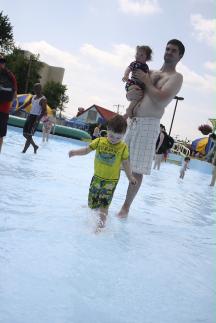 Dominic, Bella & Daddy in the wave pool