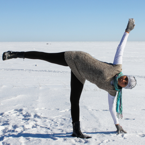 outdoor winter yoga